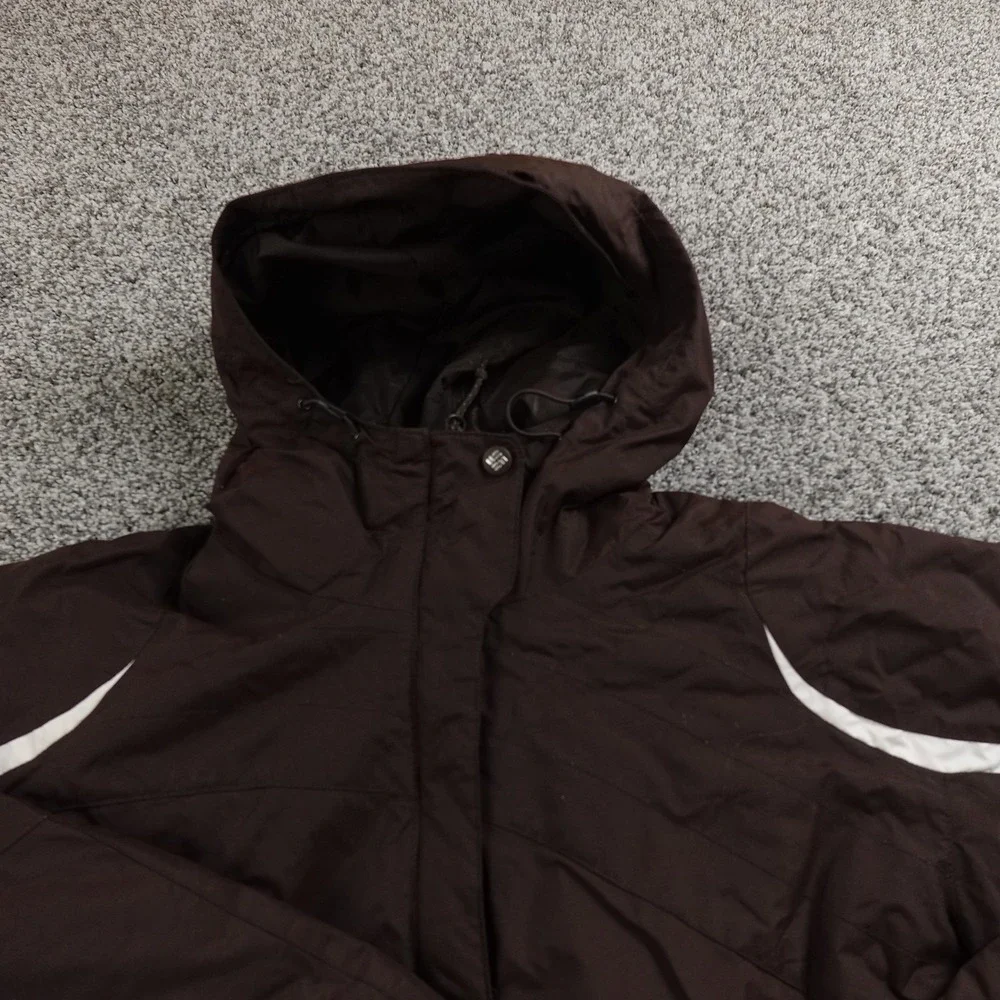 Columbia Jacket Womens L Brown Hood Waterproof Insulated Parka Full Zip Ski Coat